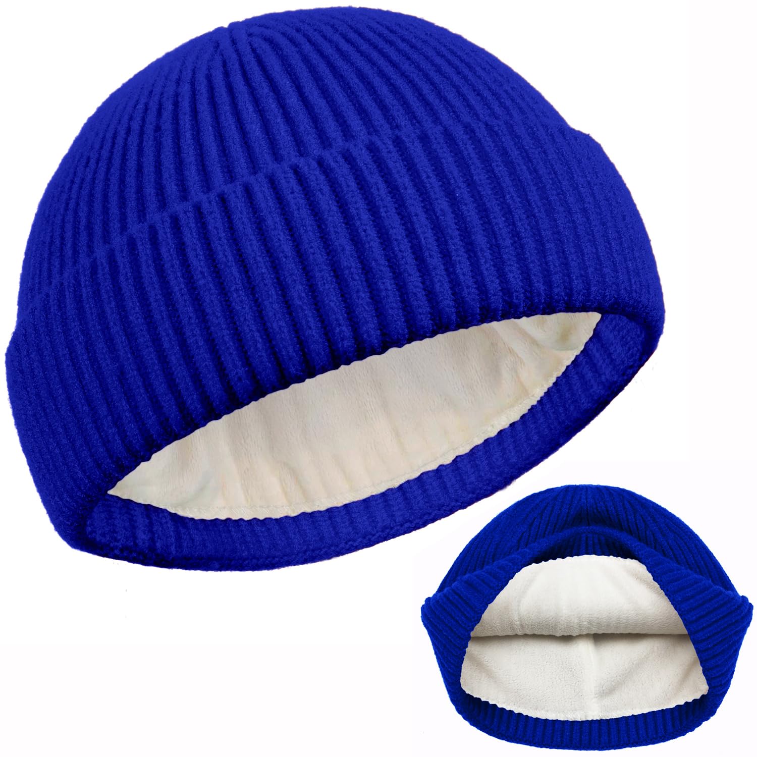 ROYBENS Swag Wool Knit Cuff Short Fisherman Beanie for Men Women, Winter Warm Hats